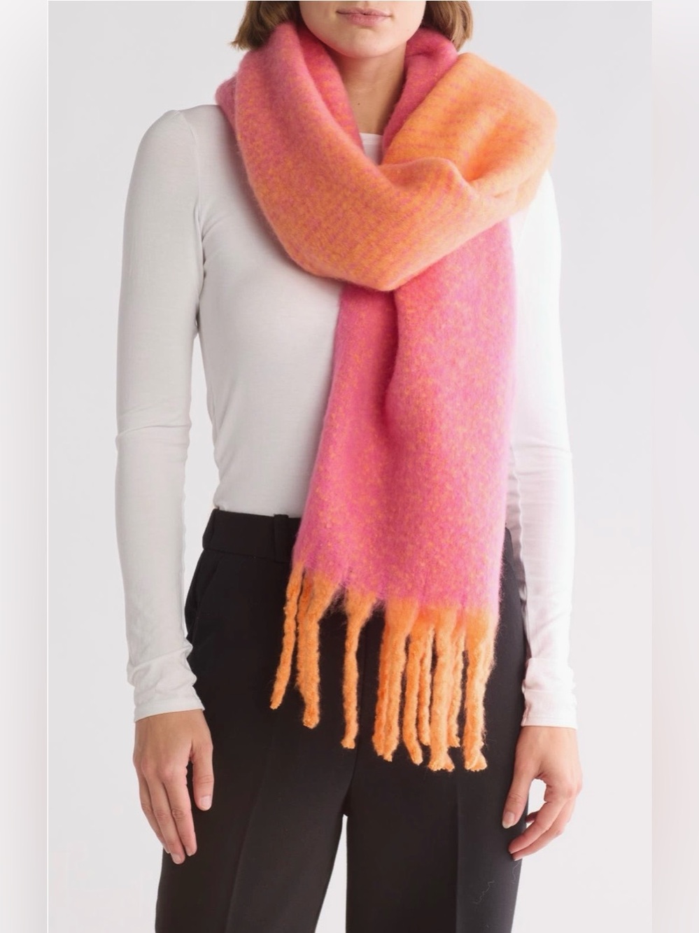 KURT GEIGER Gradient Yarn Dyed Scarf Fuchsia/Orange